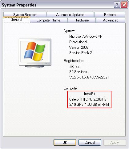 System Properties screenshot